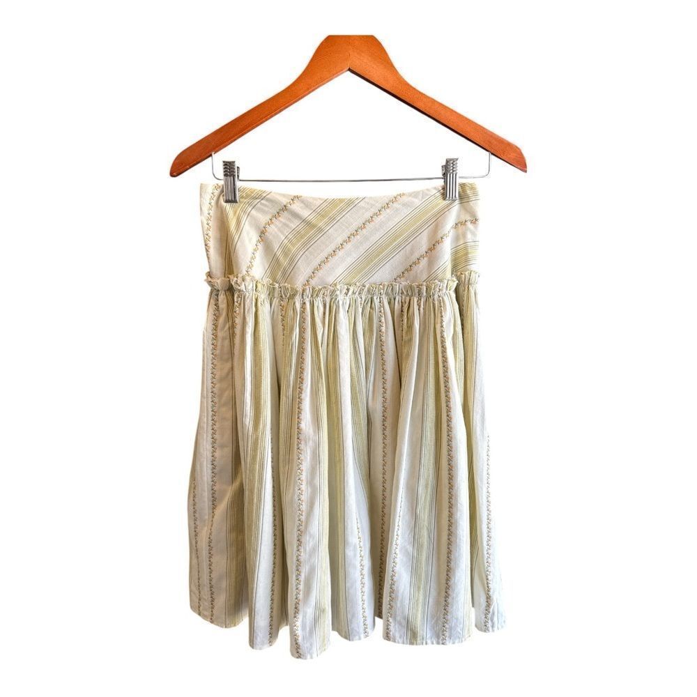 Kit Cornell Cream Flowy Floral and Striped Skirt Cottagecore, Boho, Romantic
